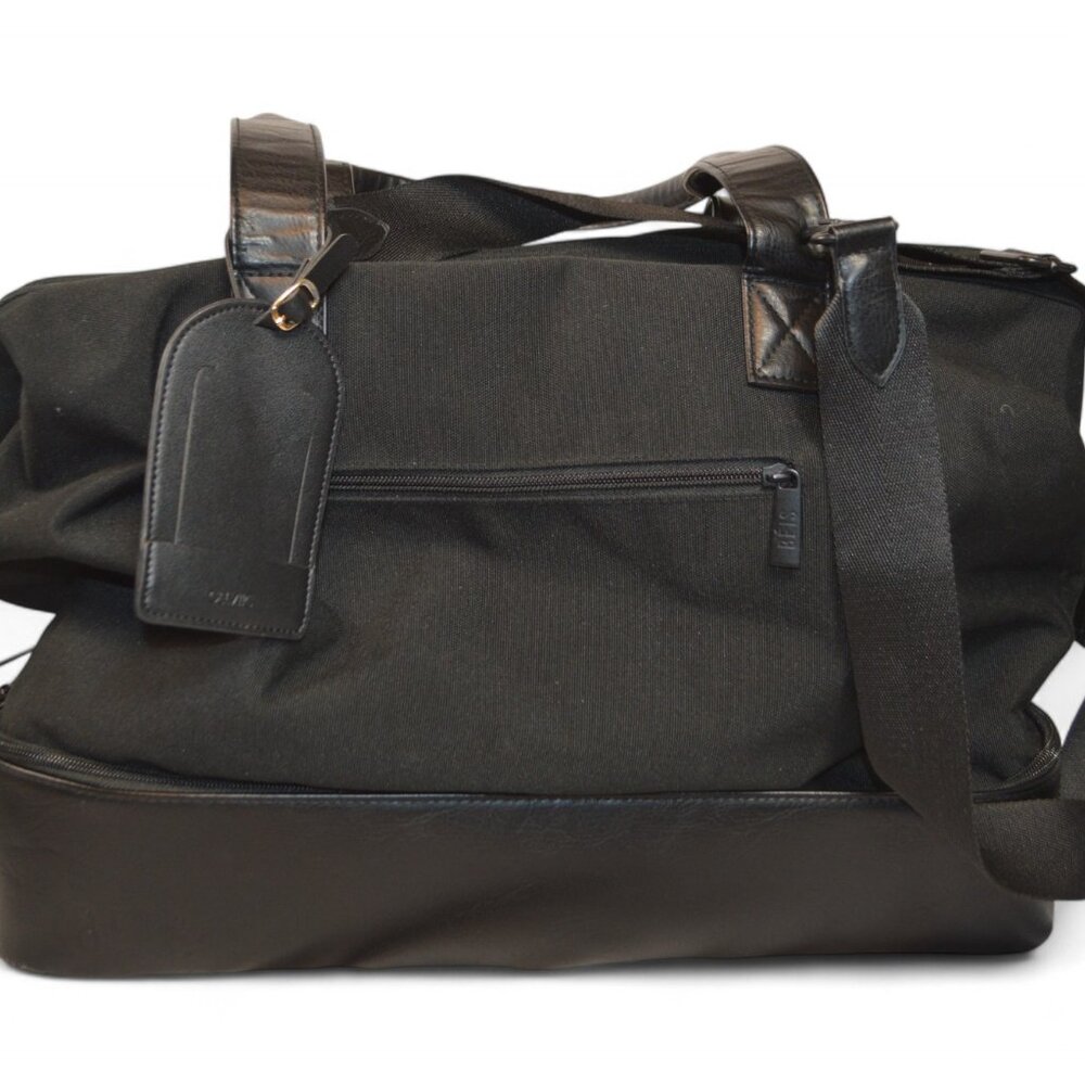 BÉIS Weekender Bag Black Faux Leather Canvas Travel Tote - Picture 8 of 11